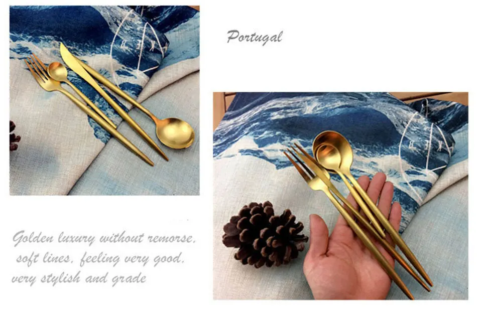 Brand Dinnerware Set Stainless Steel Cutlery Set 4 Pieces Black Knife Fork Set Tableware Gold Silver Cutleries Western Food Set (7)