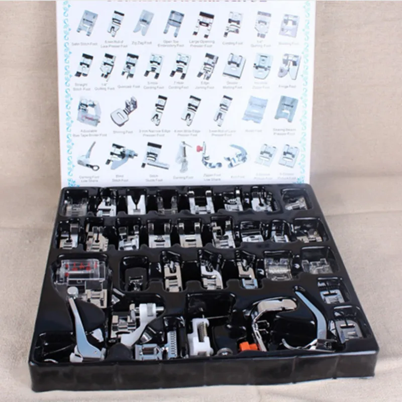 

High Quality 32pcs Domestic Sewing Machine Presser Foot Feet Kit Set With Box For Brother Janom Singer 2018 Hot Selling 5BB5042