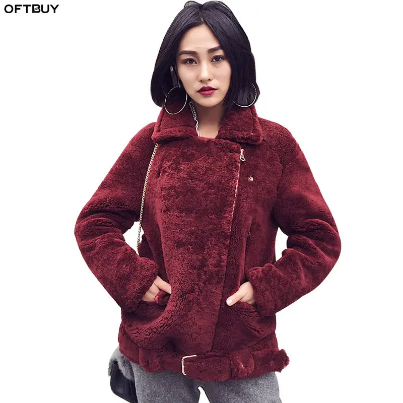 OFTBUY/2019 зимняя куртка для женщин пальто из натурального меха теплая толстая