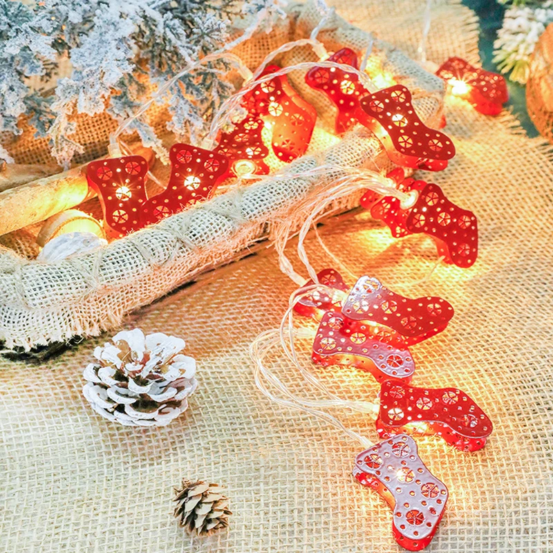 Festive 1.5M 3M Metal Christmas Socks String Lights Led Sock Light Xmas