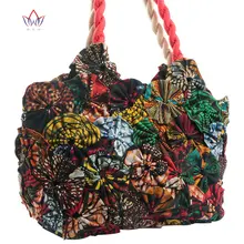Fashion Women Bags Floral African Handmade Bag Cotton Vintage Print Wax Fabric Handbags Textile Sewing Patchwork For Bags WYB22