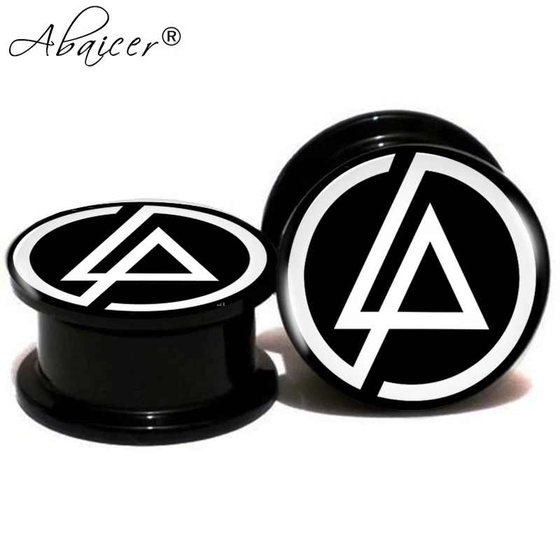 

2pcs/lot Linkin Park Rock Band Acrylic Screw On Ear Gauge Plugs Flesh Tunnels Ear Stretcher Expander 6mm-25mm be customized