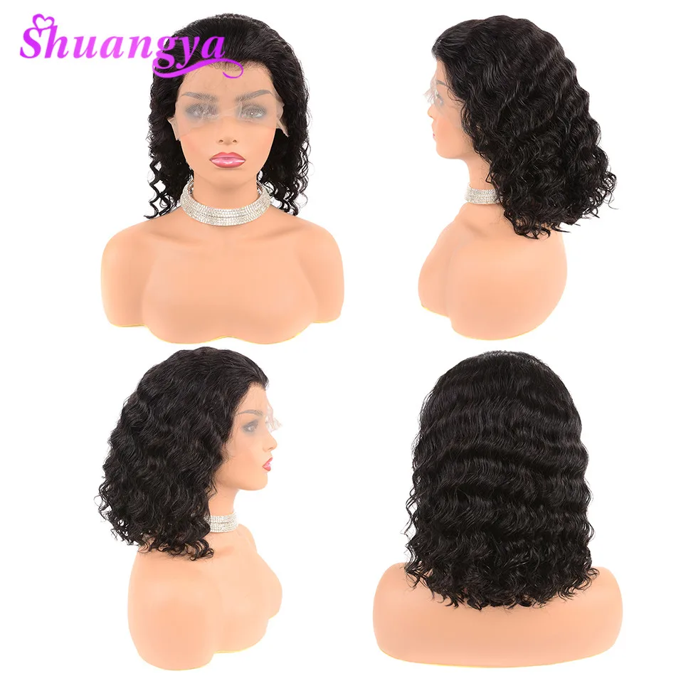 

13x4 Short Bob Lace Front Human Hair Wigs Pre plucked With Baby Hair 6"-14" Glueless Brazilian Remy Lace Wigs Bleached Knots