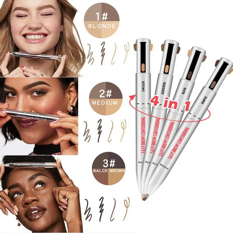 

4-in-1 Easy to Wear Eyebrow Contour Pen Defining & Highlighting Brow Microblading Eyebrow Outline Tattoo Pen Eyebrow Pencil Dye