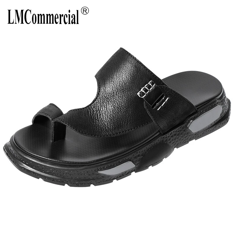 

genuine leather flip-flops men summer sandals fender summer men genuine leather slippers Slippers Flip Flops casual Shoes beach