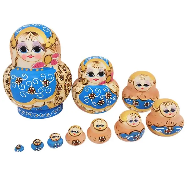 10 шт. матрешки красочные очаровательны декоративные Прекрасный наложенных Коллекция игрушек матрешки русские куклы для детей дома