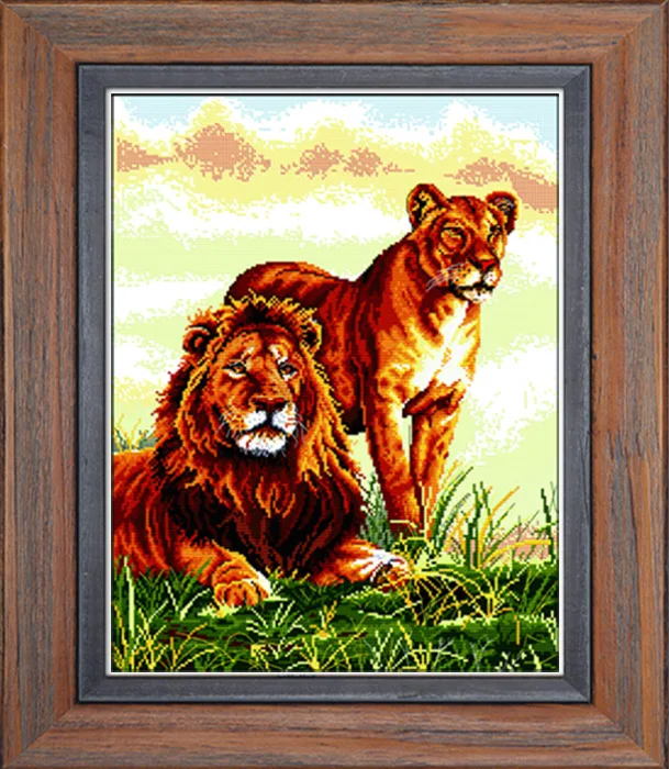 Joy Sunday Jungle beast wolf/tiger/leopard/lion DIY холст DMC Счетный Набор для вышивания крестиком Набор для вышивания рукоделие