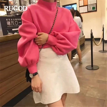 

RUGOD Vintage Fashion Turtleneck Women Pullovers Plus Size Knitted Solid Warm Winter Clothes Casual Women Sweaters sueter mujer