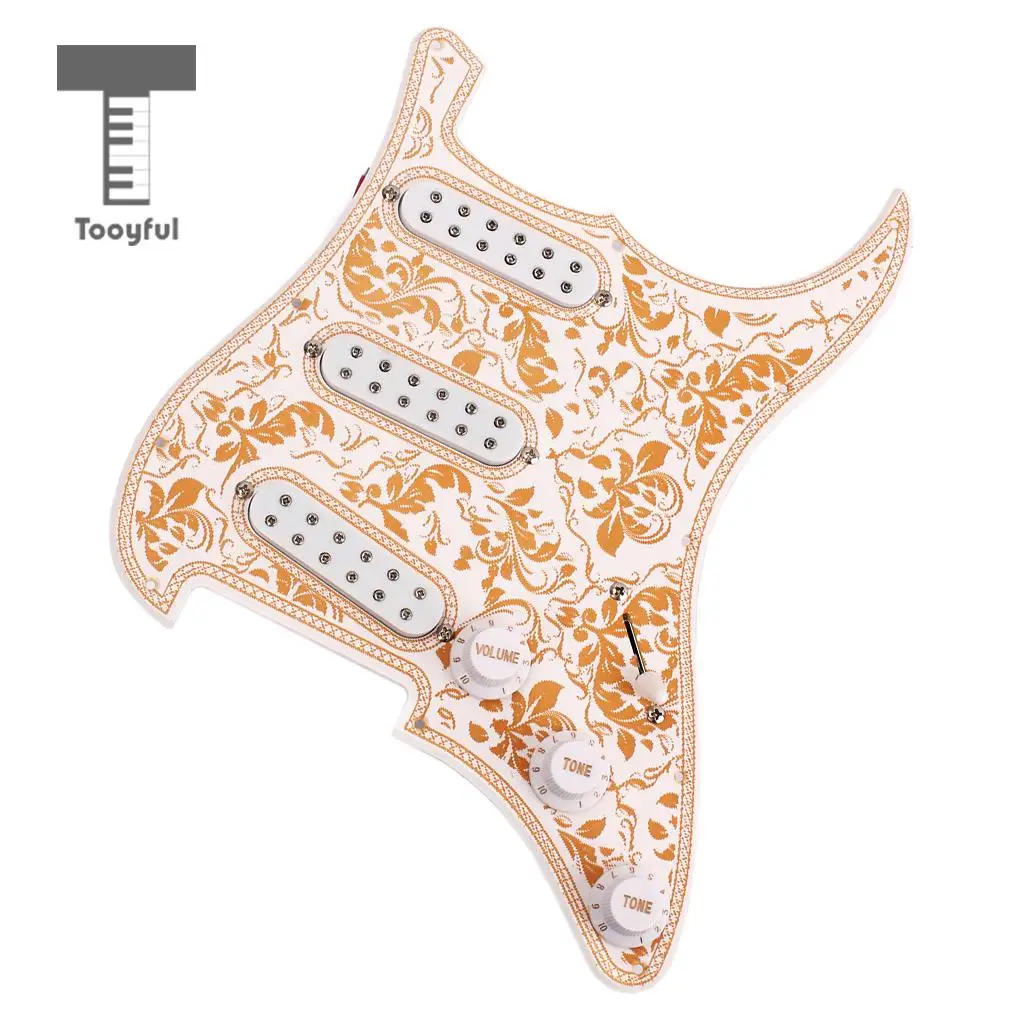 Tooyful 3-ply Loaded Prewired Pickguard SSS Pickup Guard Plate for Strat ST Guitar Replacement