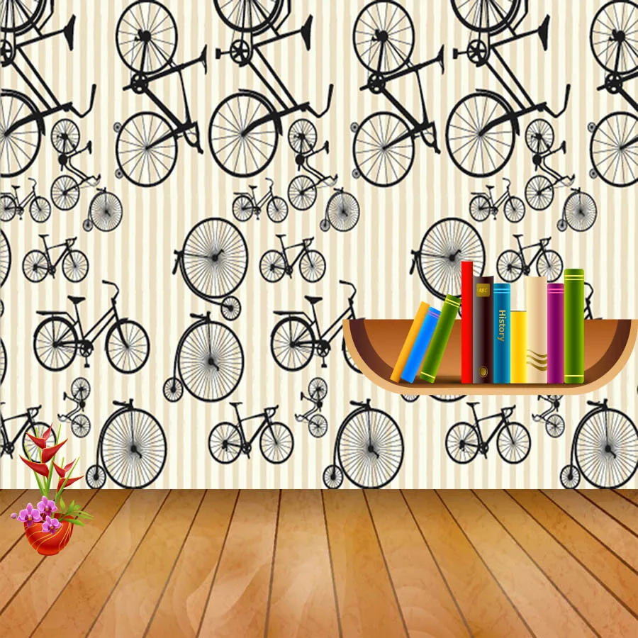 Shinehome Modern Wallpapers Sketch Bike Strip Background Kids 3d