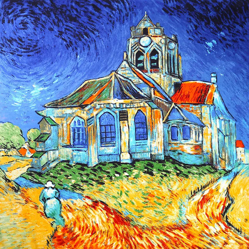 Kopen DANKEYISI Van Gogh Olieverf Real Zijden Sjaal Vierkante 90*90 cm Grote Mode Vrouwen Sjaal Luxe Merk Designer sjaals Vrouwelijke Wrap