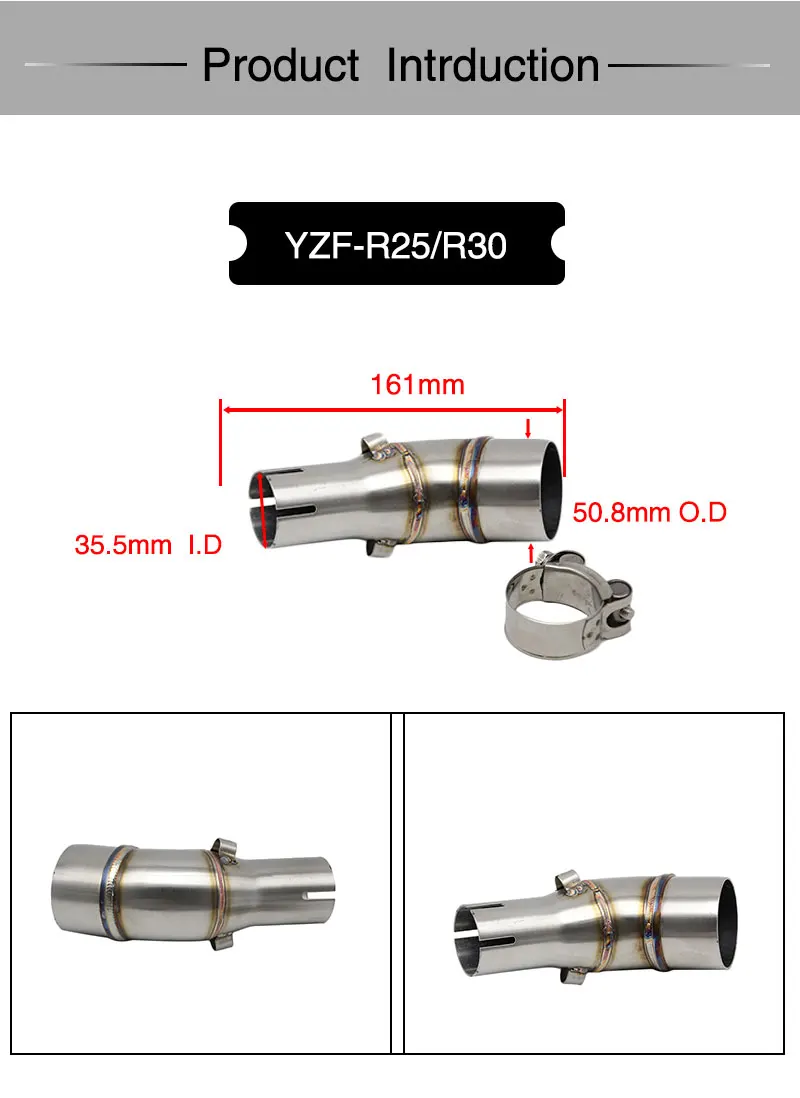 Alconstar-мотоциклетный глушитель средней трубы адаптер для Kawasaki NINJA250 300 Z250 NINJIA250SL Z250SL ER6N для Yamaha R25