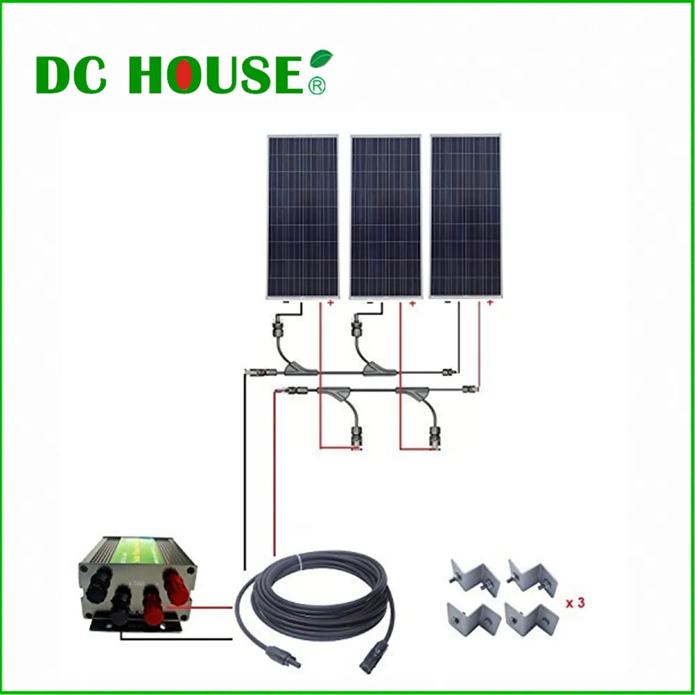 

DC HOUSE USA Stock 3X150W 450W 12V Complete Solar System w/ 45A Solar Controller for Yacht RV