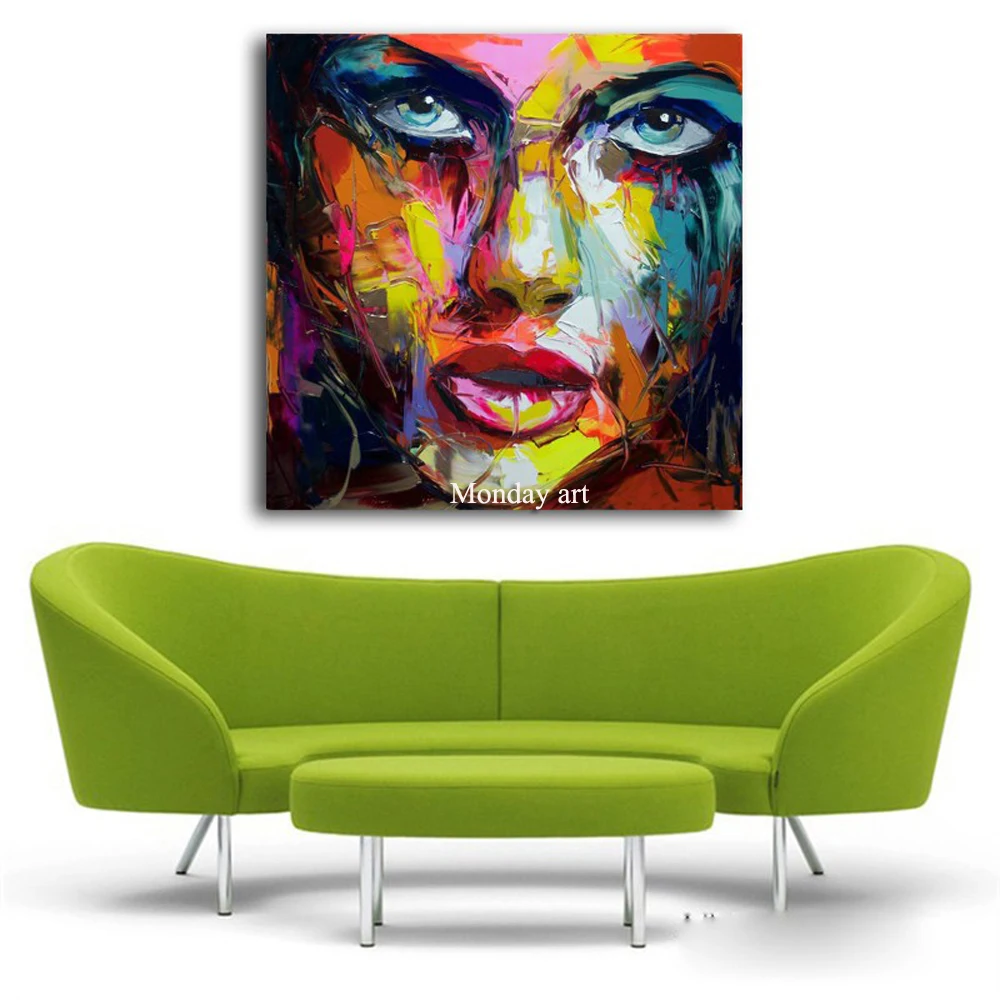  Large Size Hand Painted Abstract Figure Oil Painting On Canvas Woman Face Wall Pictures For Living  - 32925963907