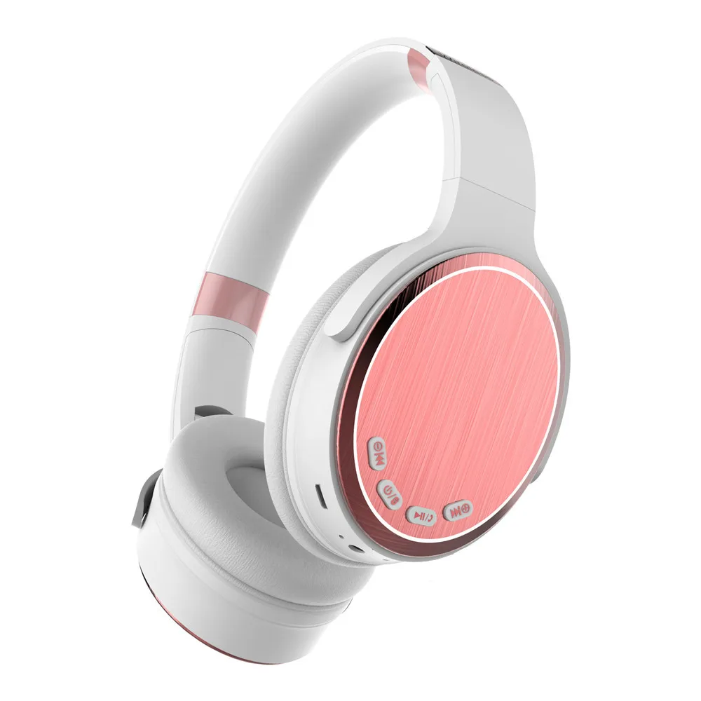 Беспроводные Bluetooth наушники Hi-Fi стерео бас складные спортивные музыкальные проводные наушники с микрофоном TF слот наушники для телефона ПК - Цвет: Rose Gold