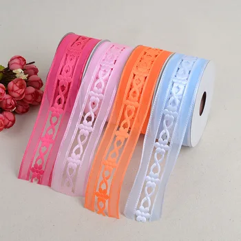 

Organza Ribbon Hollow Embossed Solid Color 38mm High Quality DIY Clothing Applique Gift Wrapping Hair Accessories BBXU-196