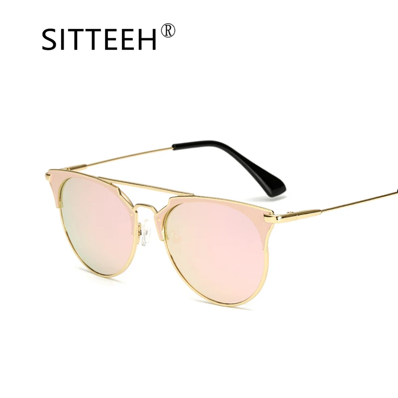 

SITTEEH glasses 2019 cat eyes sunglasses men women summer style oculos gafas de sol feminino hombre mujer classic mirror KK22