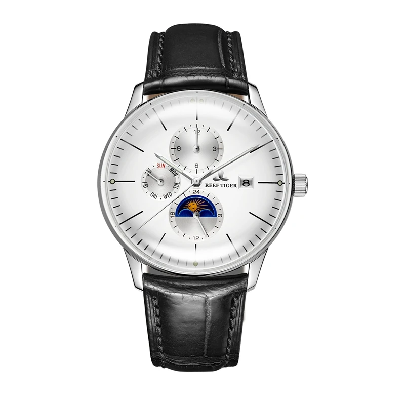 Новые Риф Тигр/RT модные повседневные часы для мужчин водонепроницаемые автоматические часы с ремешком из натуральной кожи RGA1653 - Цвет: RGA1653-YWB