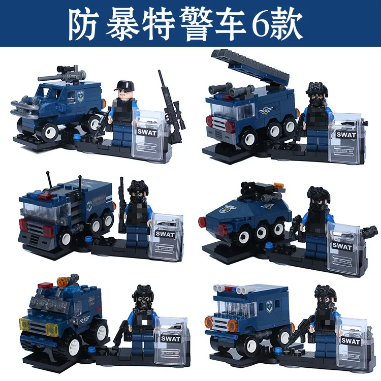 

Sluban City Police Riot SWAT Jeep The Wraith Assault Ghost Military Weapons Minifigure Building Block Sets Compatible With Legoe