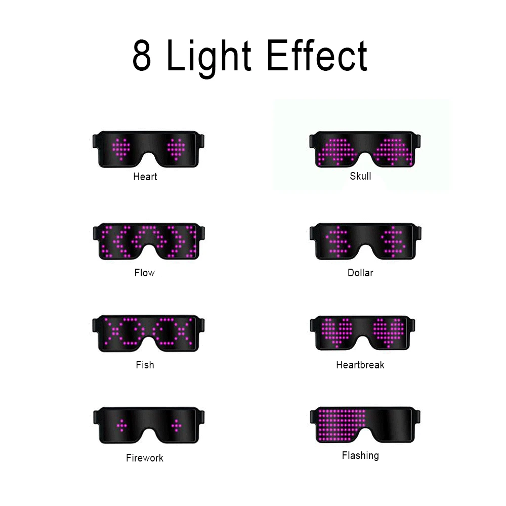 8 Modes Flash Led Glasses Festival Glowing Led Light  Luminous Party Glasses USB Charging RGB Sunglass Decoration Dropshippig (2)