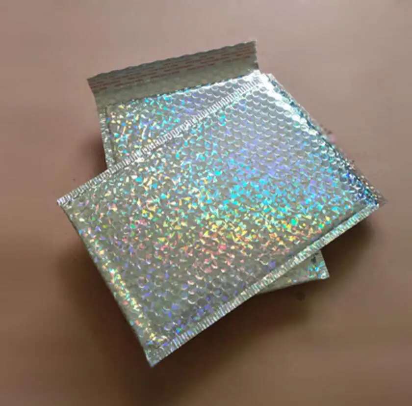 15x13 см/23x30 см большая Серебряная Лазерная обертка блестящая металлическая пузырьковая упаковка для посылок сумка в подарок Алюминиевая фольга уплотнения пузырьковый конверт подарочная сумка