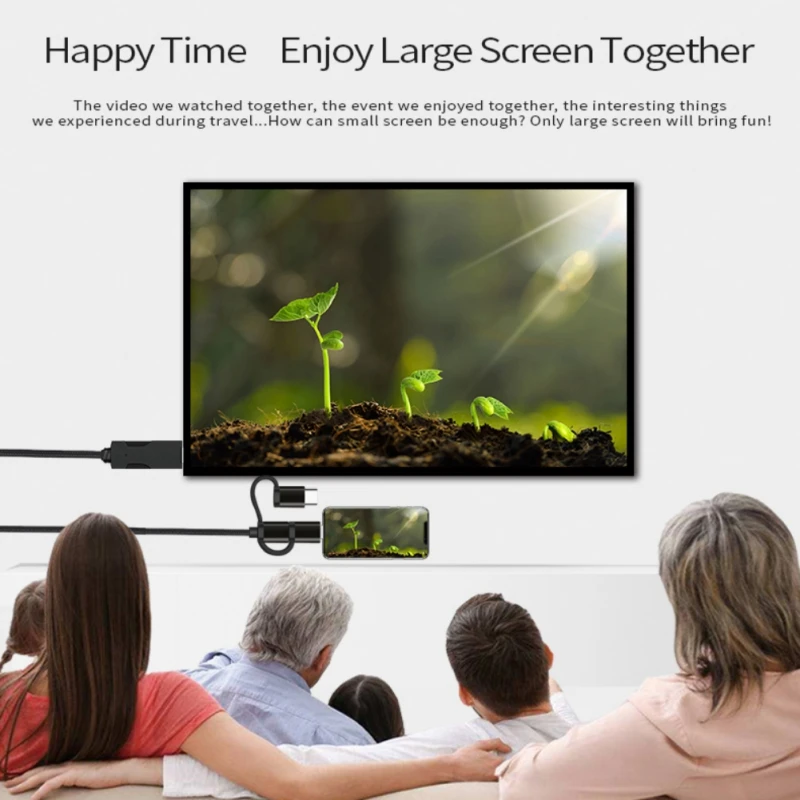 3-in-1 LD15-3D USB to HDMI Mirroring Multiple Device 4K Super Definition Supports for Type-C Micro USB Lightning for Android iOS