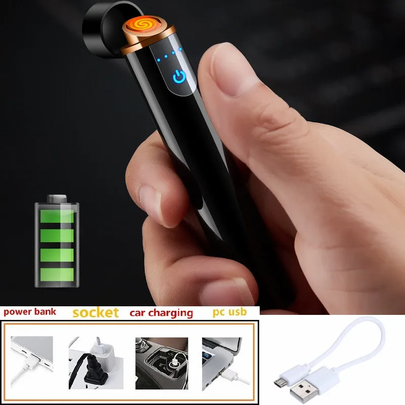Новинка 2019 Мини USB Зажигалка сенсорный экран электрические зажигалки для сигарет