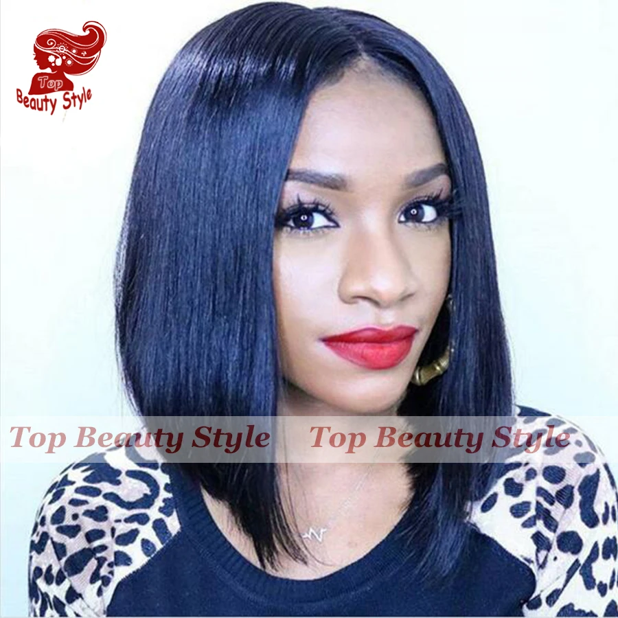 

10-14inch 6A Grade Silky Straight Bob Wigs Heat Resistant Short Cut Synthetic Lace Front Wigs With Natural Hairline For Women