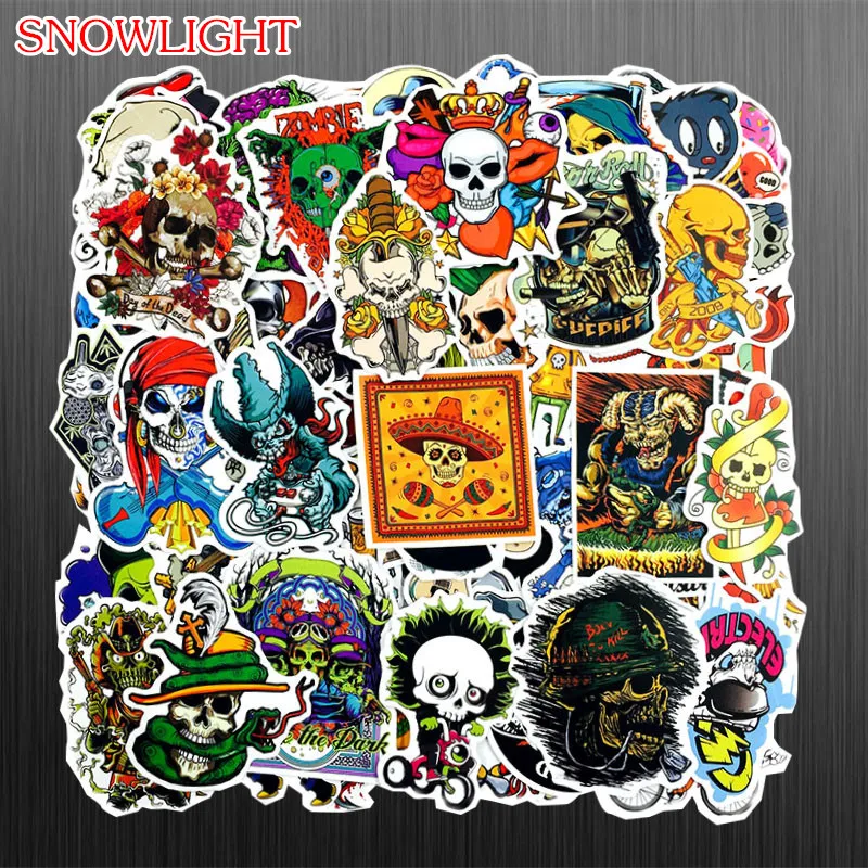 100PCS/lot Anime Funny Horror Skull Sticker For Laptop Refrigerator Skateboard Car Luggage Guitar Motorcycle DIY Toy Sticker