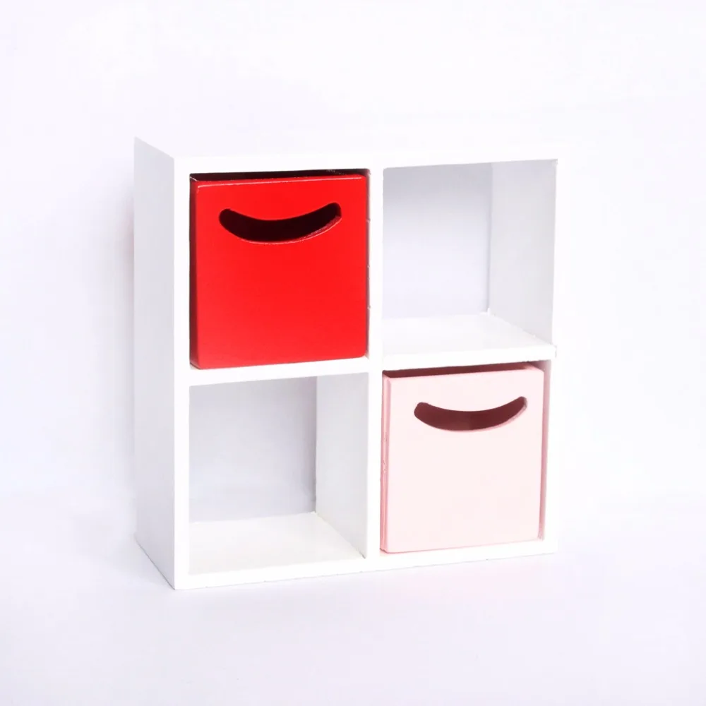 

G10-X168 children baby gift Toy 1:12 Dollhouse mini Furniture Miniature rement accessories 4 grid shelf with 2 drawers set