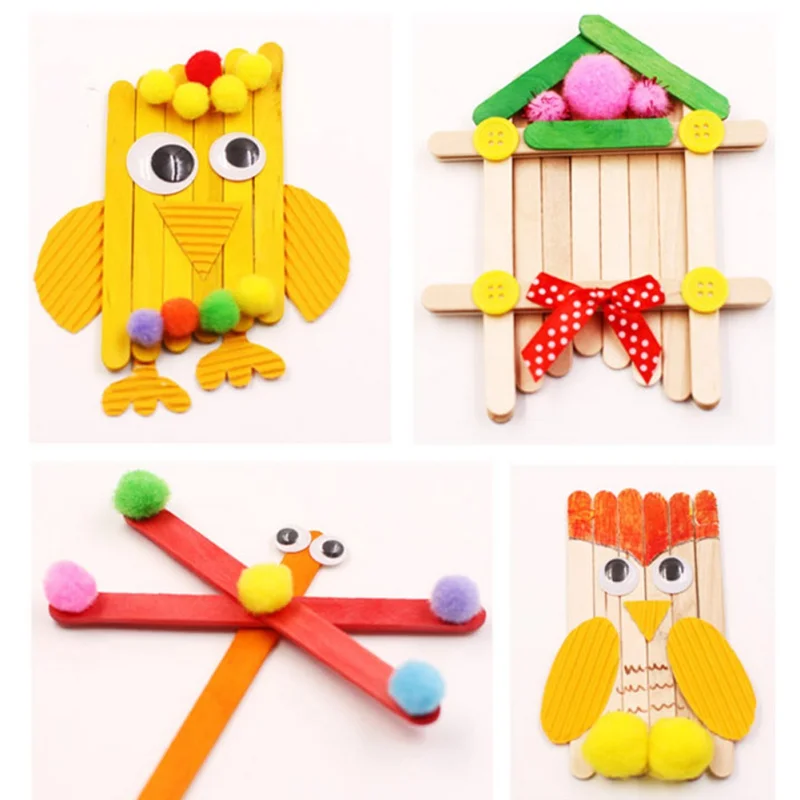 

50PCS Wooden Color Popsicle Stick Figurines Miniatures Creative DIY Handmade Colorful Wooden Stick For Children