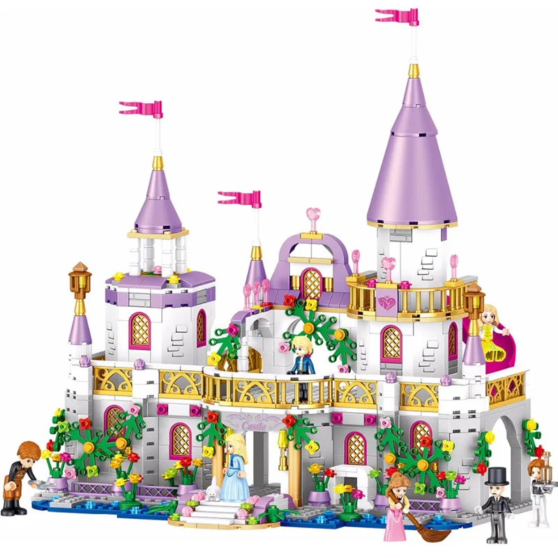 

731pcs Dream Princess Rose Prince Castle Model Building Blocks manor Windsor Castle LegoIN duplo Compatible Gifts Toys for kids