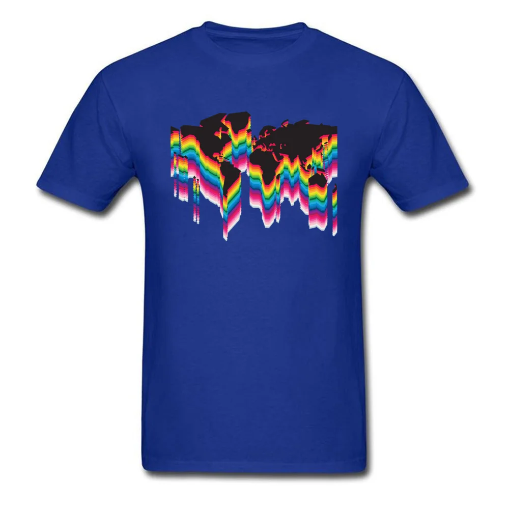 Printing One World Many Colors Crew Neck T Shirts Father Day Tops Tees Short Sleeve for Men Faddish 100% Cotton Top T-shirts One World Many Colors blue