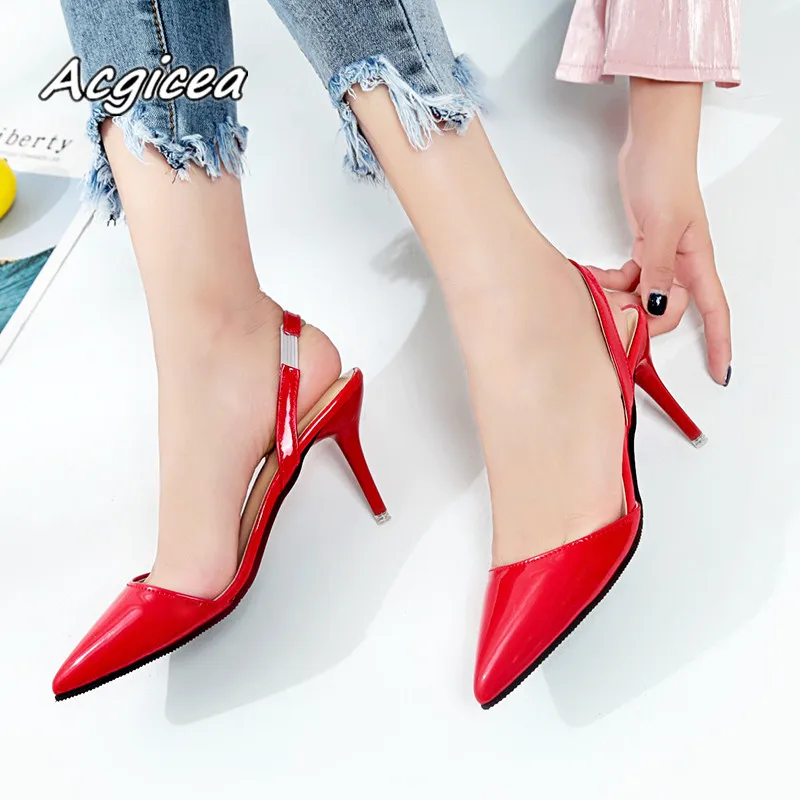 

2019 summer Female sandals Pointed Toe high heels Nude color tip with 7cm fine with high heels Pumps Zapatos Mujer f026