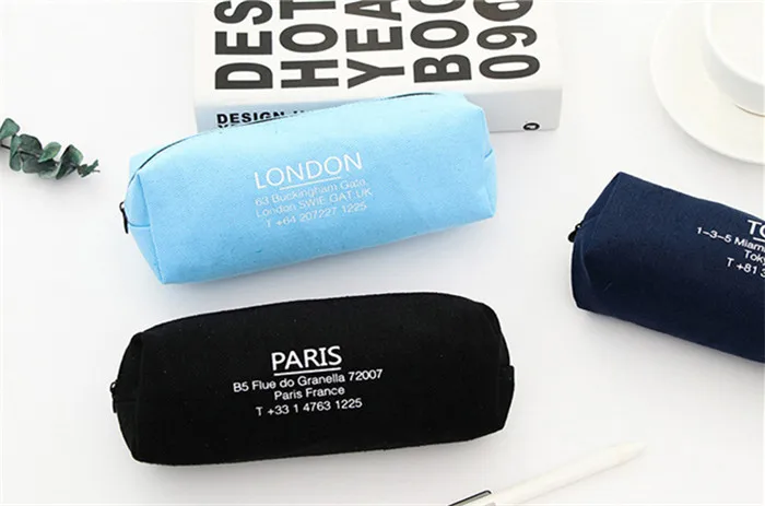 Kawaii London Paris Tokyo Denim Pencil Case Storage Organizer Pencilcase Pen Pouch School Supply Stationery Cosmetic Makeup Bag (5)