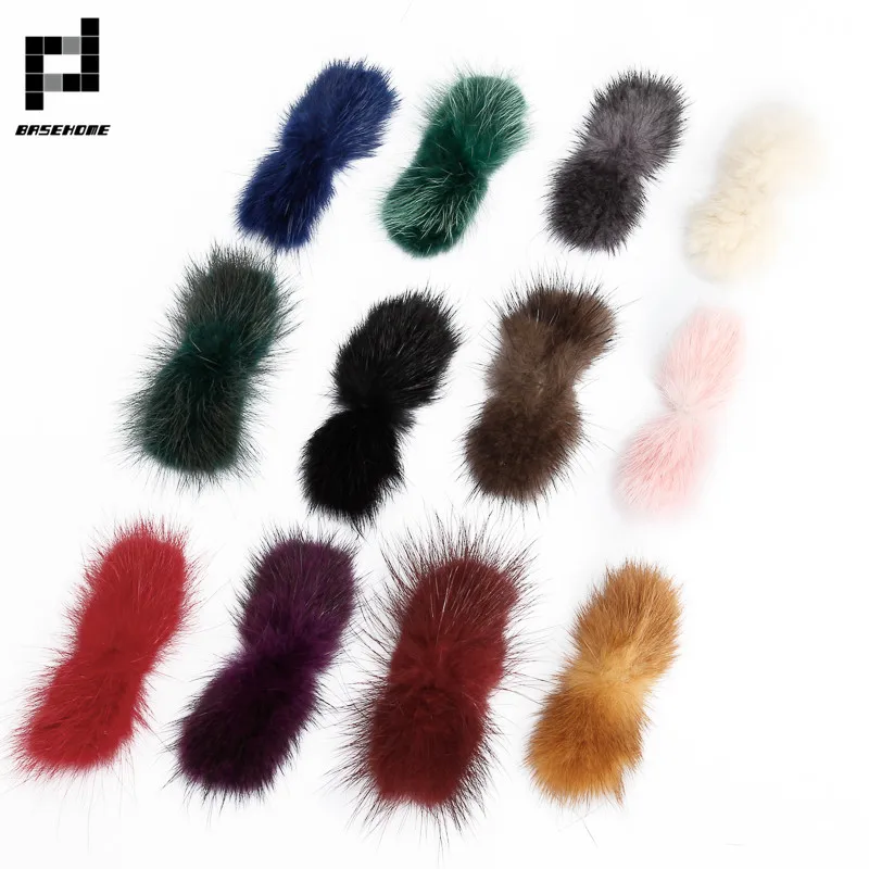 

BASEHOME 40pcs/lot 3x7cm Mink Fur Butterfly Knot DIY Jewelry Findings Mink Findings for Shoes Jewelry Cloth Making Craft