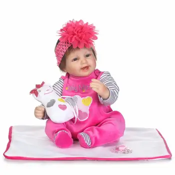 

Nicery 16-18inch 40-45cm Bebe Doll Reborn Soft Silicone Boy Girl Toy Reborn Baby Doll Gift for Children Red Hat Flowers