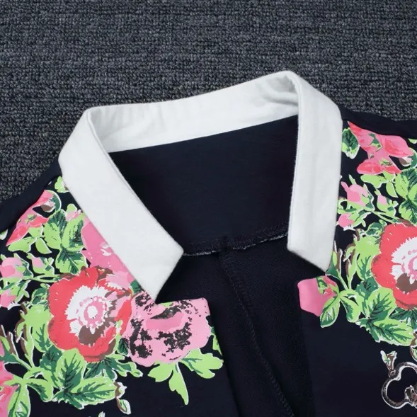 Two Pieces Set Slim Jacket and Trouser Spring Autumn Womens Elegant Pants Suit for Women Floral Print Pantsuit Plus Size 4xl 5XL