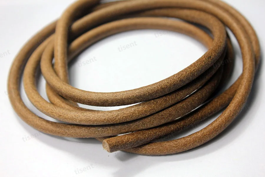 6 мм круглый из натуральной коровьей кожи шнур для браслета делая шнур из натуральной кожи 1 ярд черный/коричневый/натуральный - Цвет: Natural