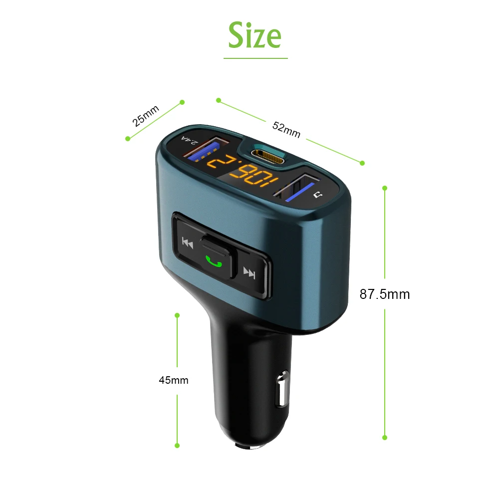 Fm-передатчик Bluetooth Автомобильный трансмиссор Hands-Бесплатный Тип C PD 18 Вт модулятор трансметтеур трансмисор радио двойной usb-авто зарядное устройство