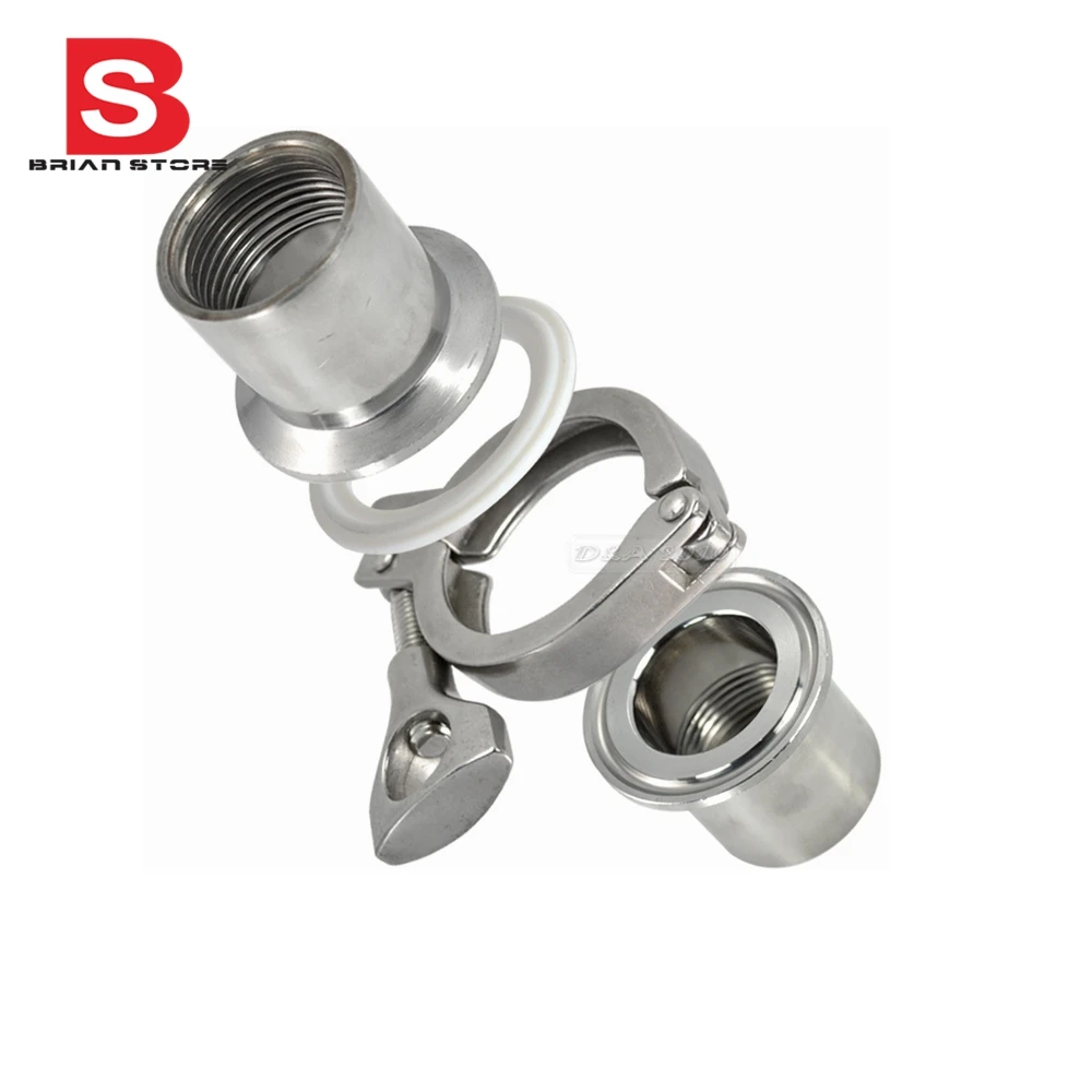 

2 Pcs 1" DN25 Sanitary Female Threaded Ferrule Pipe Fittings+Tri Clamp+Gasket Stainless Steel SS304