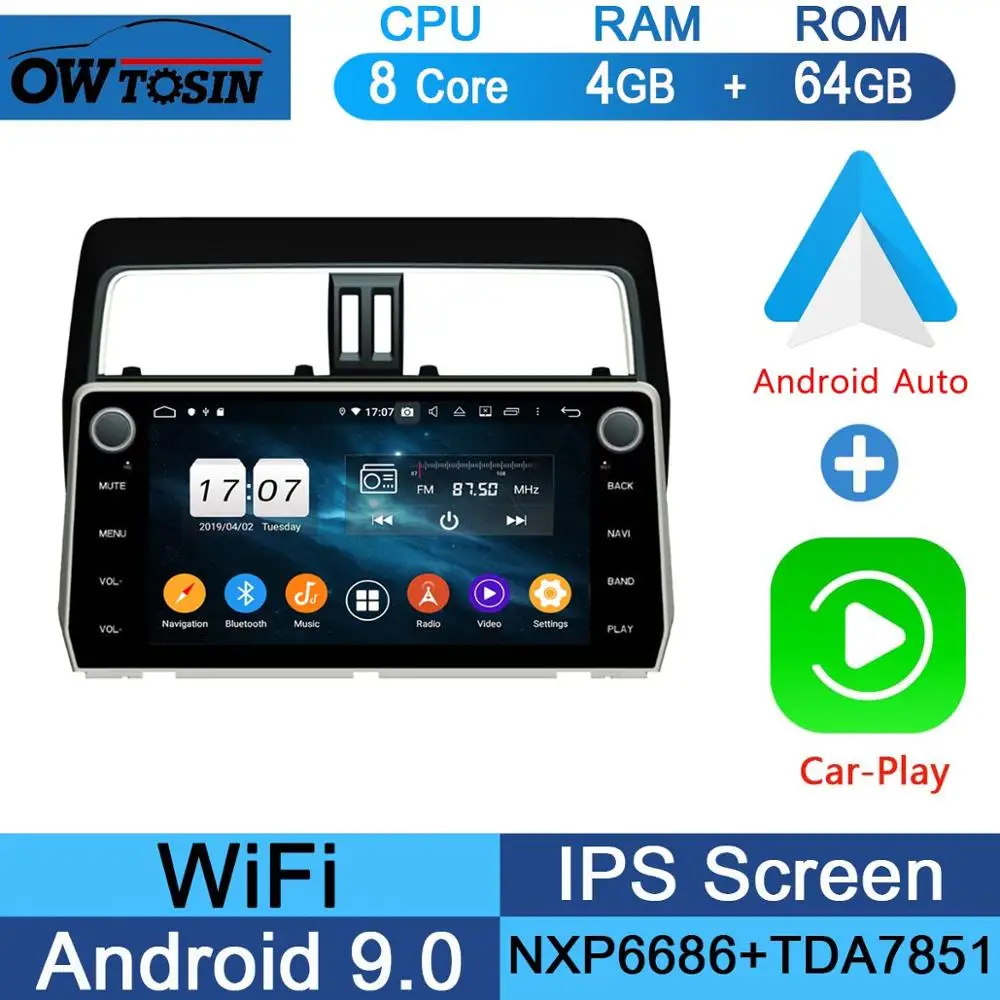 10," ips Android 9,0 8 ядерный 4G+ 64G Автомобильный мультимедийный плеер для Toyota Land Cruiser Prado gps Радио DSP CarPlay Parrot BT - Цвет: 64G CarPlay Android