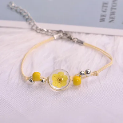 Керамический браслет гербарий Вишневый Живой Цветок Плетеный ручной работы