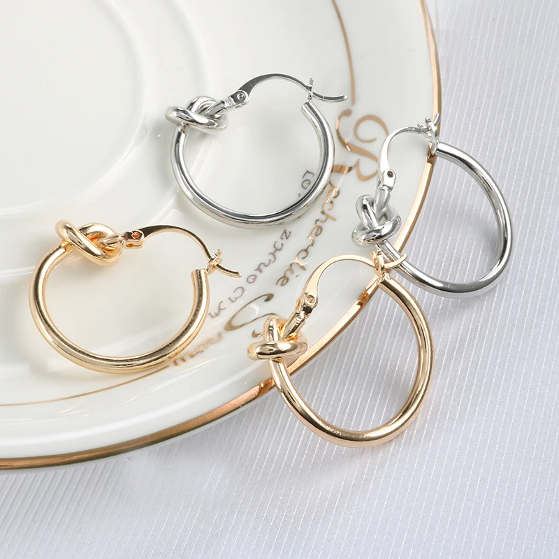

JOVO Korea Style Big Circle Earrings for Women Party Gold/Silver Stainless Steel Drop Earrings Female Lady Party Jewelry