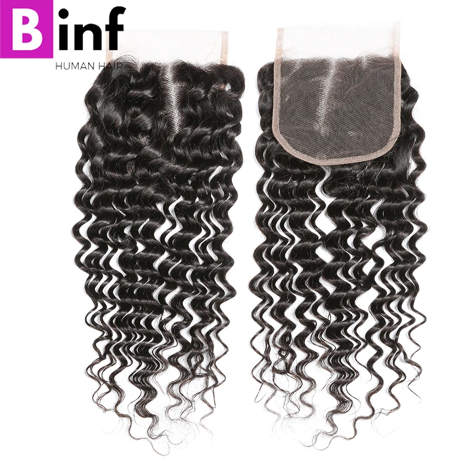 

Brazilian Deep Wave Hair 4x4 Lace Closure Remy Hair Free Part 100% Human Hair Swiss Lace Closure 8-20 Inch Natural Color