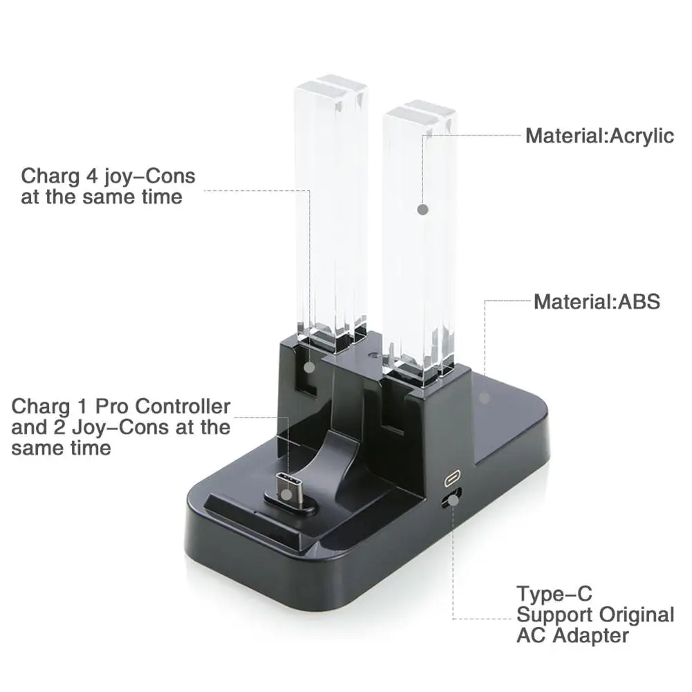 DOBE 4 в 1 usb зарядная док-станция светодиодный индикатор Joy-Con зарядная док-станция для джойстика с переключателем, зарядное устройство, геймпад r20