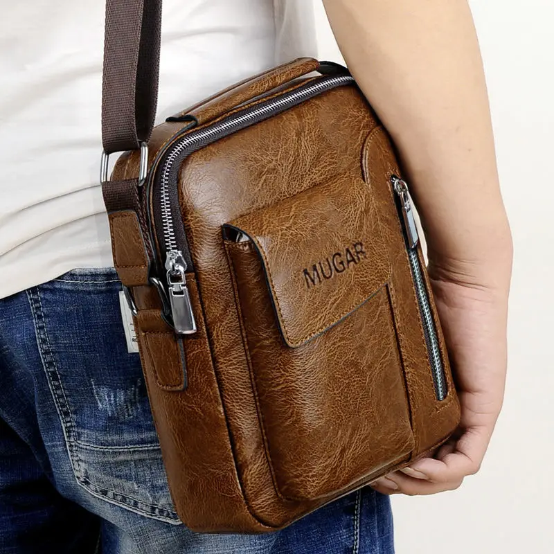 عارضة خمر حقيبة ساعي بريد للرجال حقائب كتف بو الجلود Crossbody أكياس للرجال أكياس الرجعية سستة رجل الأعمال حقائب