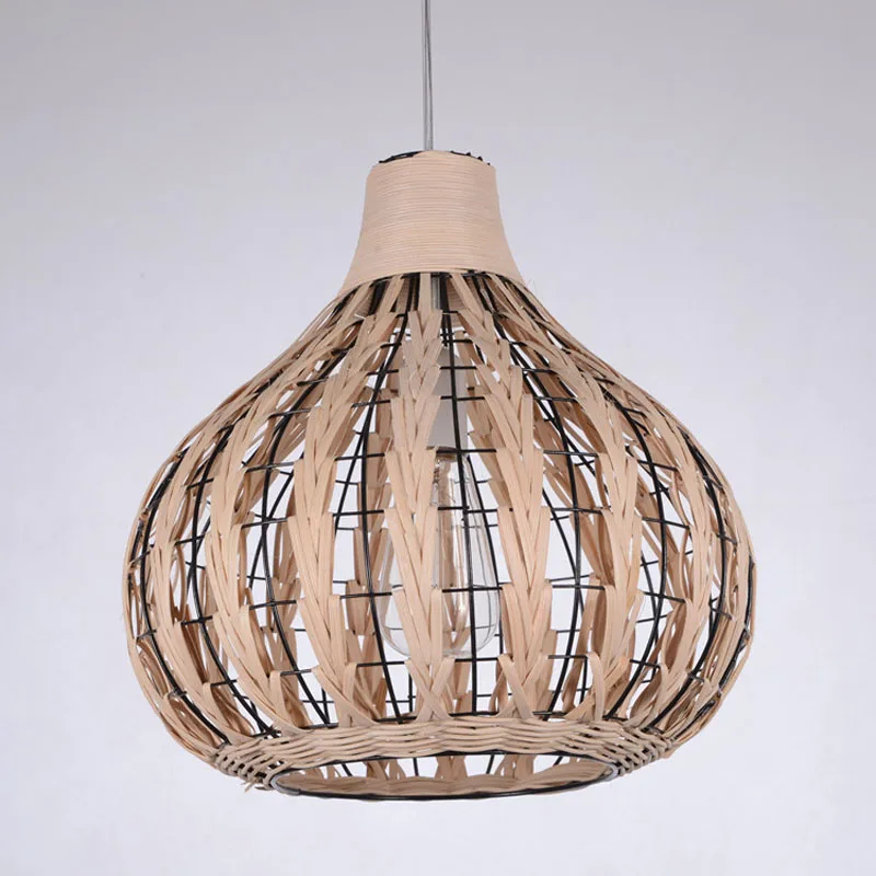 County Ratten Pendant Light Wicker Handmade Hanging Pendant Lamp Retro Vintage Drop Light Restaurant Cafe Pendant Lights for Home (9)