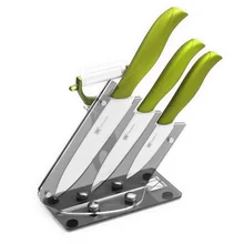 Hohe Qualität Schwarz Acryl Küchenmesser Ständer Block Geschenk Set 3 ”4” 5 ”Schäl Zoll-dienstprogramm Slicing Keramik messer Mit Schäler