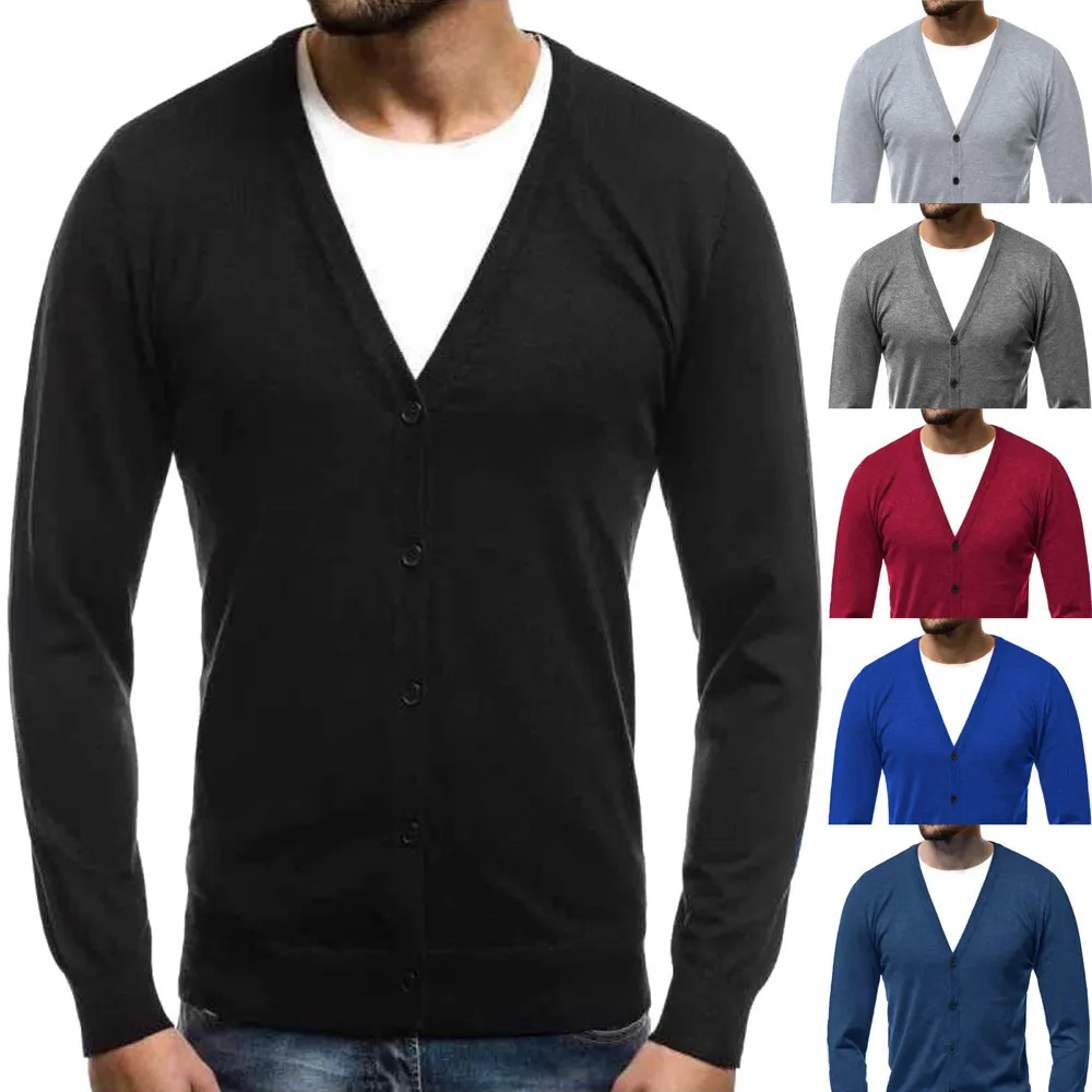 

Men's Autumn Winter Warm Pullover Cardigan Button Knitted Sweater Blouse Tops